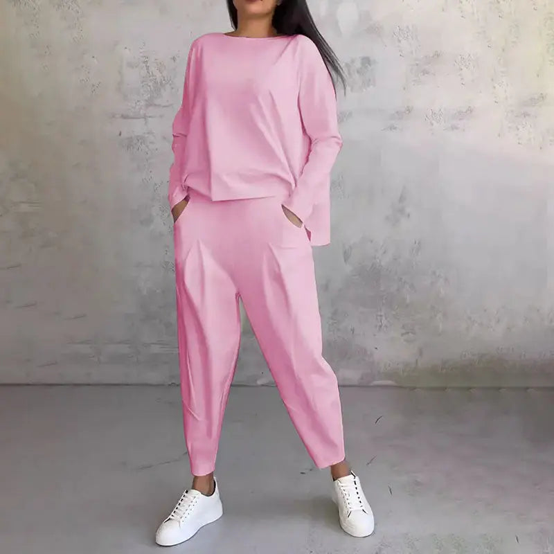Lex - Langarm mit rundem Hals ＆ Hose 2-teiliger Set MOKKAKAI