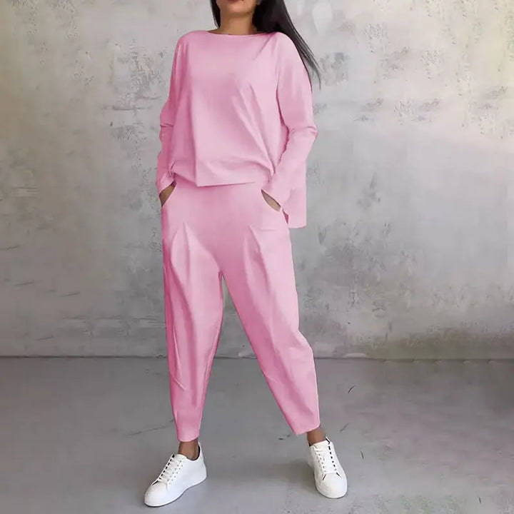 Lex - Langarm mit rundem Hals ＆ Hose 2-teiliger Set MOKKAKAI