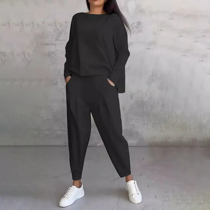 Lex - Langarm mit rundem Hals ＆ Hose 2-teiliger Set MOKKAKAI