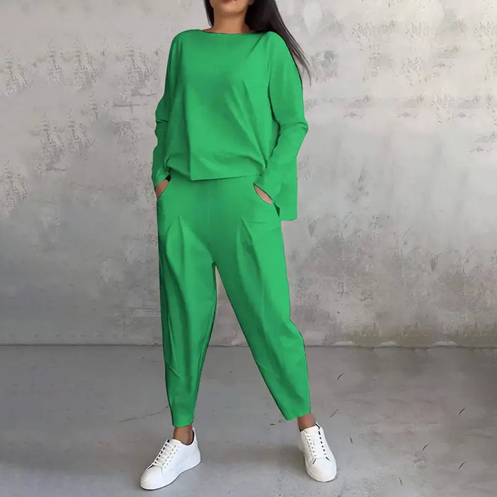 Lex - Langarm mit rundem Hals ＆ Hose 2-teiliger Set MOKKAKAI