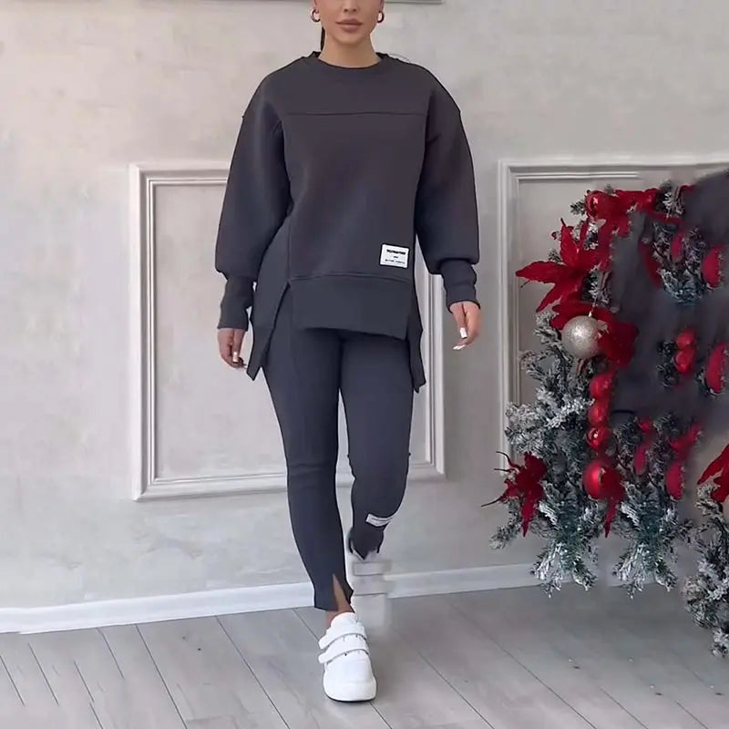 Elle Lässiges Damen-Sweatshirt-Leggings-Set MOKKAKAI
