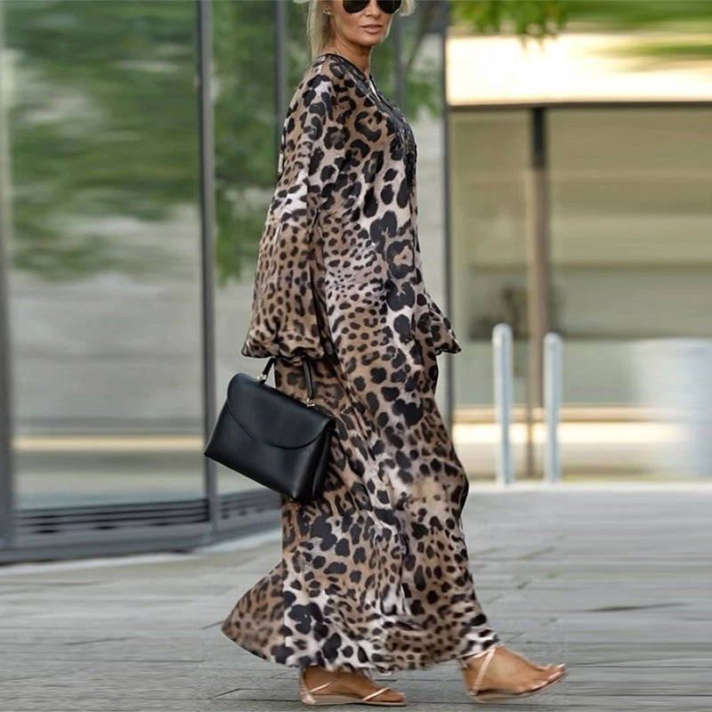 🤩Lässiges langärmeliges Damenkleid mit Leopardenmuster MOKKAKAI