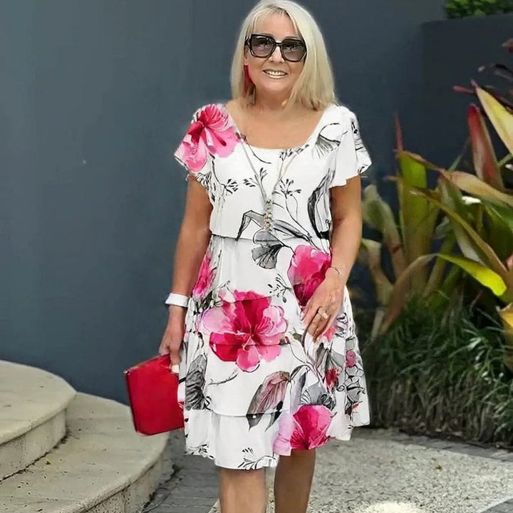 Kaskadenkleid mit Blumenmuster und mehreren Pflanzen MOKKAKAI