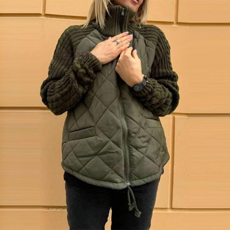 ⏳Begrenzte Zeit 50% Rabatt💥Gestrickte Patchwork-Pufferjacke für Damen MOKKAKAI