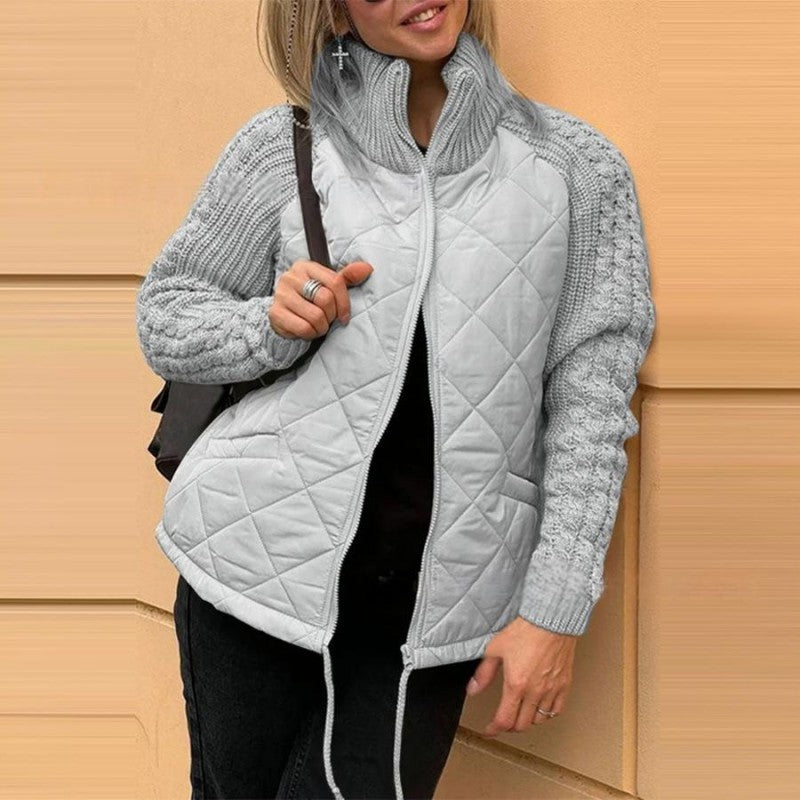 ⏳Begrenzte Zeit 50% Rabatt💥Gestrickte Patchwork-Pufferjacke für Damen MOKKAKAI